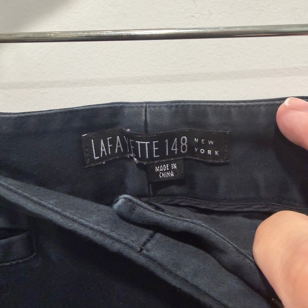 Lafayette 148 New York Womens Navy Blue Cotton Stretch Trousers Size 10 - Picture 5 of 11